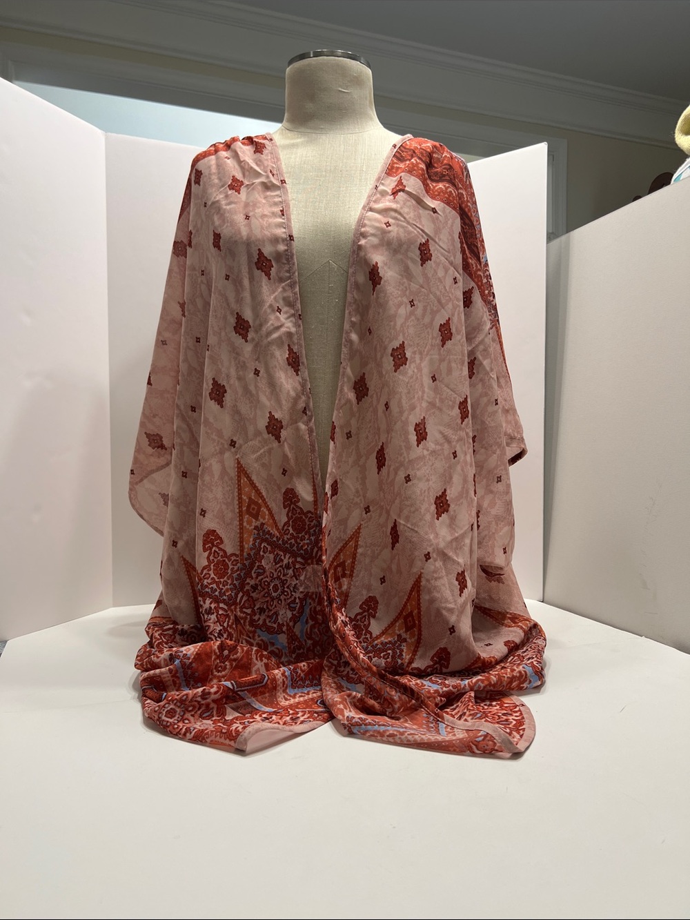 Truth Pink and Red Printed Kimono Wrap